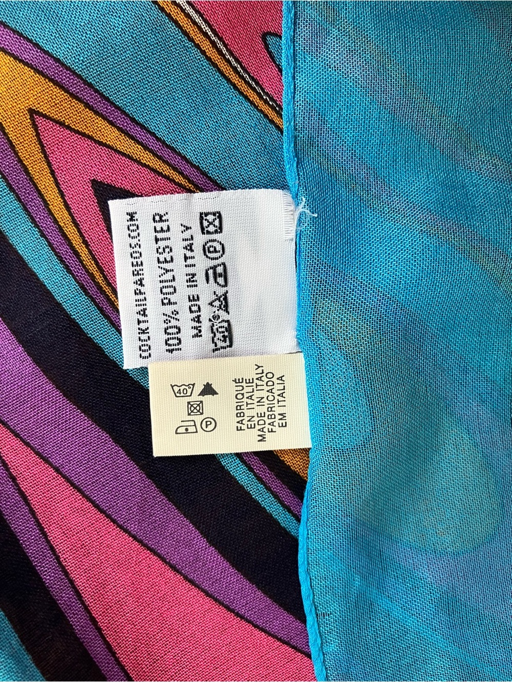 Vibrant Turquoise Multicolor Swim Sarong - Picture 5 of 5